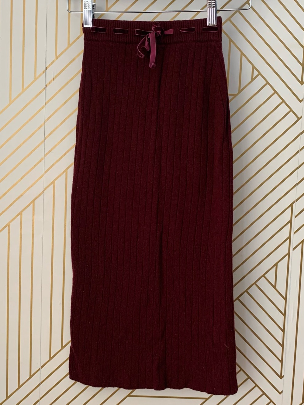 Rouje Elise skirt cashmere Merino wool blend Pointnelle ribbed midi skirt 34 XS
